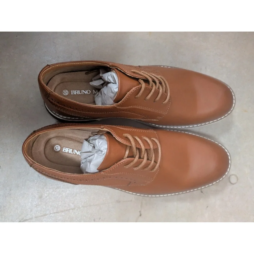 NEW Bruno Marc Oxford Shoes Men's 10 Brown Brogue Detail Lace Up